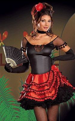 Spanish Senorita Corset Moulin Rouge Fancy Dress Outfit